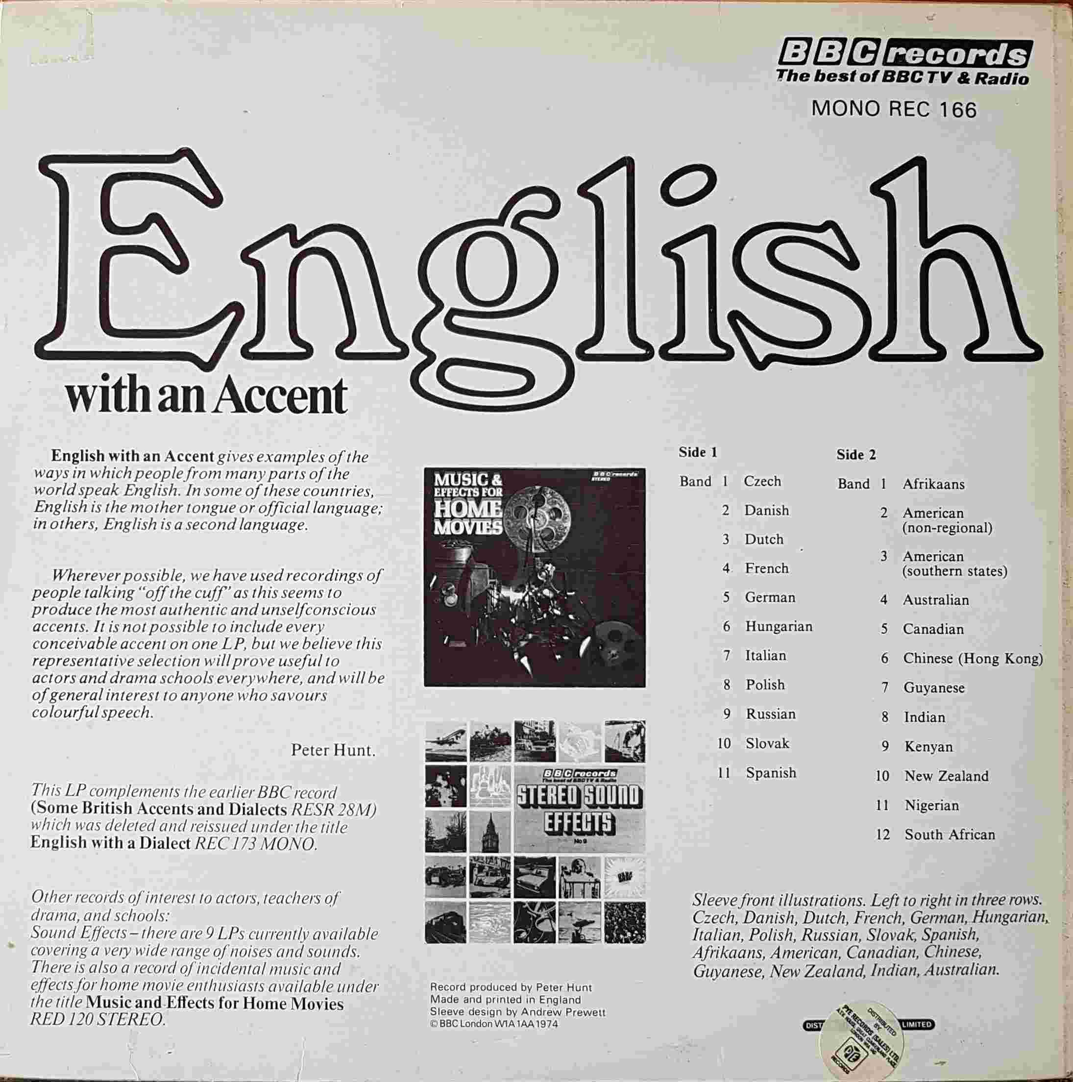 Picture of REC 166 English with an accent by artist Various from the BBC records and Tapes library